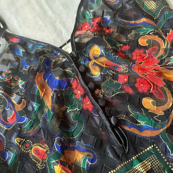 NEW Vtg VICTORIA'S SECRET Gold Label Dark Floral Sheer Teddy Nightie Bodysuit P - Picture 5 of 15